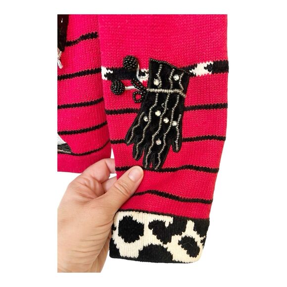Janes Closet VTG Red Ramie Cardigan Shoes Handbags Gloves Zebra Print Sz M - Picture 4 of 7